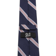 Load image into Gallery viewer, The Travis Tie (Navy Pink Stripe Men's Tie)