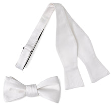 Load image into Gallery viewer, White Silk Self Bow Tie