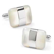 Load image into Gallery viewer, Silver Wrapped White Mother of Pearl Cufflinks