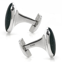 Load image into Gallery viewer, Sterling Silver Classic Round Blue Goldstone Cufflinks