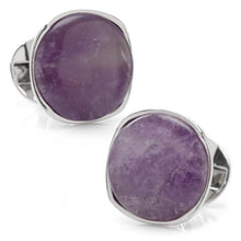 Load image into Gallery viewer, Sterling Silver Classic Formal Amethyst Cufflinks