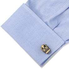 Load image into Gallery viewer, Sterling Silver Black and 18K Gold Vermeil Day of the Dead Skull Cufflinks