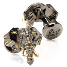 Load image into Gallery viewer, Sterling Silver and 14K Gold Vermeil Elephant Cufflinks