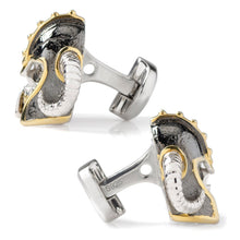 Load image into Gallery viewer, Sterling Silver with 14K Vermeil Gold Viking Helmet 3D Cufflinks