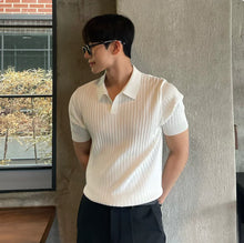 Load image into Gallery viewer, Boys Men's Slim Fit Striped Polo – Korean Style Short Sleeve Knit - # BOAA13510025