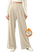 Load image into Gallery viewer, EVALESS Wide Leg Palazzo Pants for Women High Waisted Office Dressy Plain Comfy Waffle Knit Ladies Work Business Casual Pants with Pockets Beige Large - # GIAA23410020
