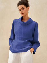 Load image into Gallery viewer, 100% Linen Dropped Collar Long-Sleeve Top TRISTAN
