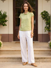 Load image into Gallery viewer, 100% Linen Cap Sleeve Soft-Fold Collar Top YVONNE
