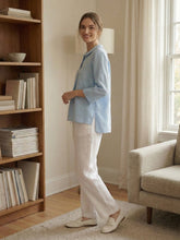 Load image into Gallery viewer, 100% Linen Shawl V-Neck Half Sleeve Top JADE