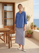 Load image into Gallery viewer, 100% Linen Shawl V-Neck Half Sleeve Top JADE