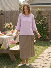 Load image into Gallery viewer, 100% Linen Shawl V-Neck Half Sleeve Top JADE