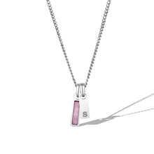 Load image into Gallery viewer, Birthstone & Initial Tag Necklace - Silver