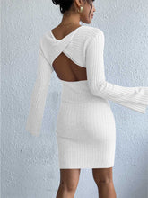 Load image into Gallery viewer, Open Back Solid Color Trumpet Sleeve Long Sweater Dress | NCS