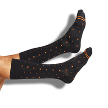 Load image into Gallery viewer, Orange and Black Mixed Dot Dress Socks