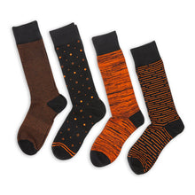 Load image into Gallery viewer, Orange / Black Dress Socks 4-Pack