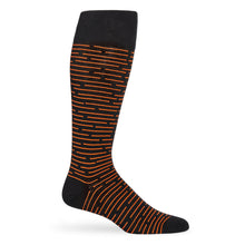 Load image into Gallery viewer, Orange and Black Broken Stripe Dress Socks