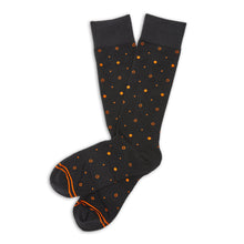 Load image into Gallery viewer, Orange and Black Mixed Dot Dress Socks