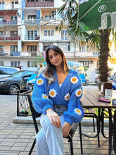 Load image into Gallery viewer, Oversize Handmade Blue Floral Cardigan | NCS