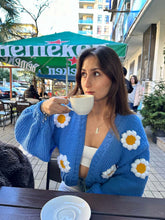 Load image into Gallery viewer, Oversize Handmade Blue Floral Cardigan | NCS