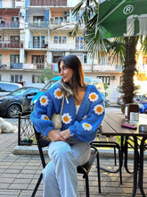 Load image into Gallery viewer, Oversize Handmade Blue Floral Cardigan | NCS