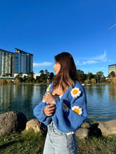 Load image into Gallery viewer, Oversize Handmade Blue Floral Cardigan | NCS