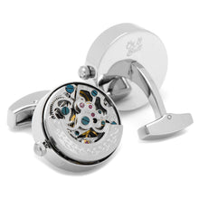 Load image into Gallery viewer, Silver Stainless Steel Kinetic Watch Movement Cufflinks
