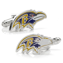 Load image into Gallery viewer, NFL Baltimore Ravens Cufflinks and Shield Tie Bar Gift Set