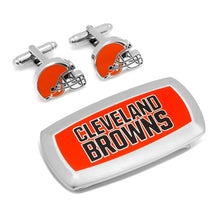 Load image into Gallery viewer, NFL Cleveland Browns Cufflinks and Cushion Money Clip Gift Set