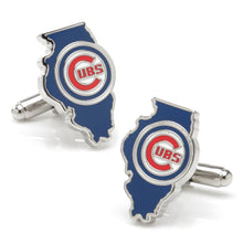 Load image into Gallery viewer, MLB Chicago Cubs State Shaped Cufflinks