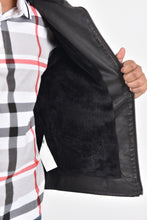 Load image into Gallery viewer, Kid's Black Hooded Washed Biker Jacket with Fur Lining