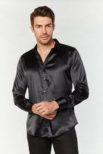 Load image into Gallery viewer, Men's Satin Black Dress Shirt