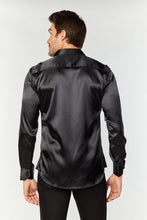 Load image into Gallery viewer, Men's Satin Black Dress Shirt