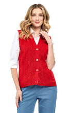 Load image into Gallery viewer, Womens Button Front Cable Knit Cardigan Sweater Vest