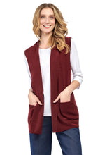 Load image into Gallery viewer, Women's Long Sleeveless Open Front Soft Shawl Collar Vest