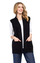 Load image into Gallery viewer, Women's Long Sleeveless Open Front Soft Shawl Collar Vest