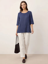 Load image into Gallery viewer, 100% Linen Straight-Leg Pants with Elastic Waist PATRICE