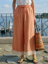 Load image into Gallery viewer, 100% Linen Lace-Hem Wide-Leg Pants DARBY