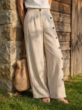 Load image into Gallery viewer, 100% Linen Buttoned Slit-Hem Pants KATYA