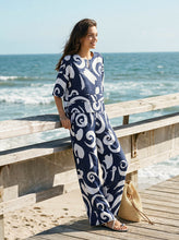 Load image into Gallery viewer, Linen Abstract-Print Straight-Leg Pants ORLA