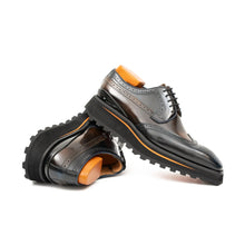 Load image into Gallery viewer, Patent leather shoes Platform brogues Blue
