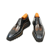 Load image into Gallery viewer, Patent leather shoes Platform brogues Blue