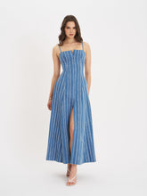 Load image into Gallery viewer, Abygail Stripe Cotton Denim Maxi Dress