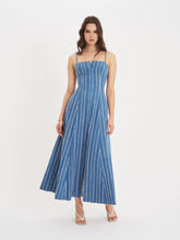 Load image into Gallery viewer, Abygail Stripe Cotton Denim Maxi Dress