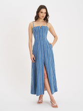 Load image into Gallery viewer, Abygail Stripe Cotton Denim Maxi Dress