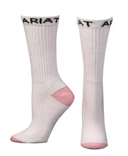 Load image into Gallery viewer, Ariat Crew Boot White/Pink - Women's Socks