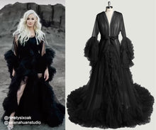 Load image into Gallery viewer, Tulle Ruffled Sleeves Fringe Multi-Color Custom Robe Dress for Theme Photo Shoot