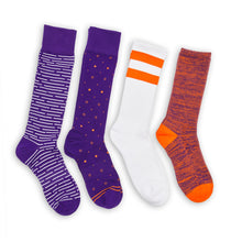 Load image into Gallery viewer, Orange / Purple Mixed Socks 4 Pack-B