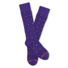 Load image into Gallery viewer, Purple / Orange Mixed Dot Dress Socks