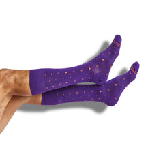 Load image into Gallery viewer, Purple / Orange Mixed Dot Dress Socks