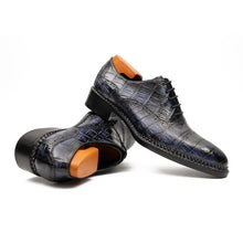 Load image into Gallery viewer, Purplish Blue Crocodile Oxford Shoes Goodyear Norwegian 8016